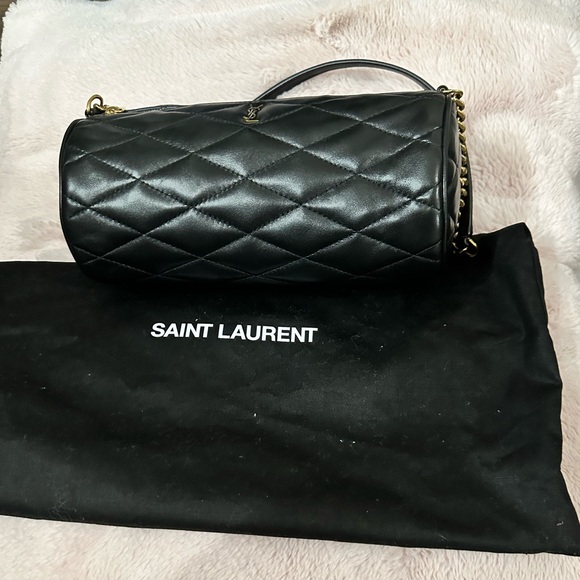 Saint Laurent Sade Quilted Leather Pouch in Black